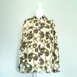 NASTY GAL Oversized Chain Animal Print Blouse Over